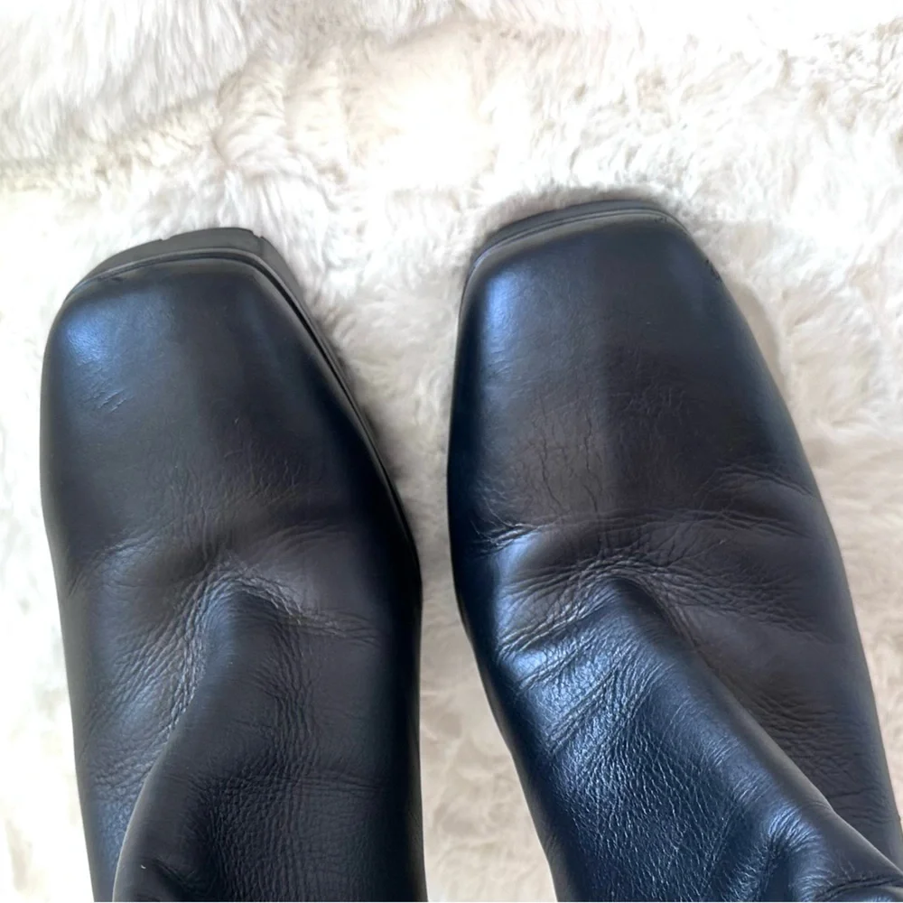 Le Silla Black Leather Mid Calf Square Toe Platform Boots Size 39 (US 8.5-9) - Picture 4 of 12